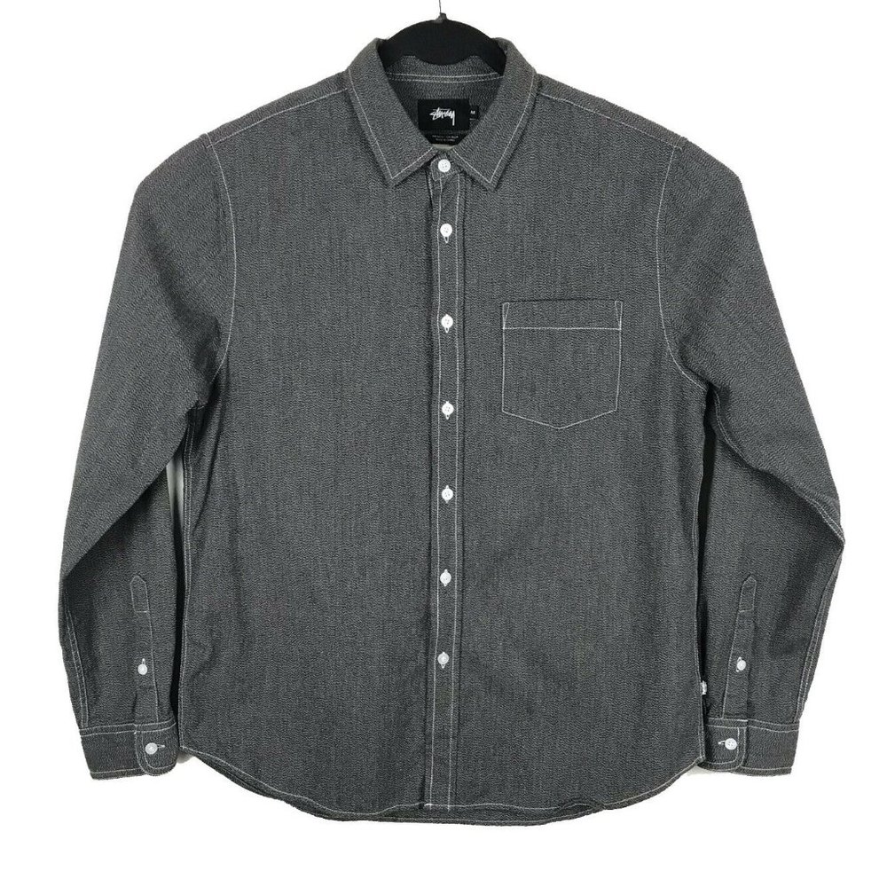 Stussy Gray Long Sleeve Button Shirt M